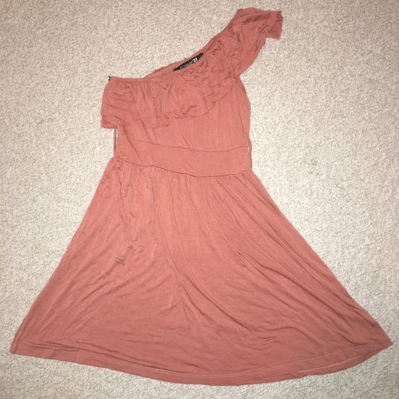 Tan/Peach Forever 21 Off The Shoulder Dress - Picture 3 of 7